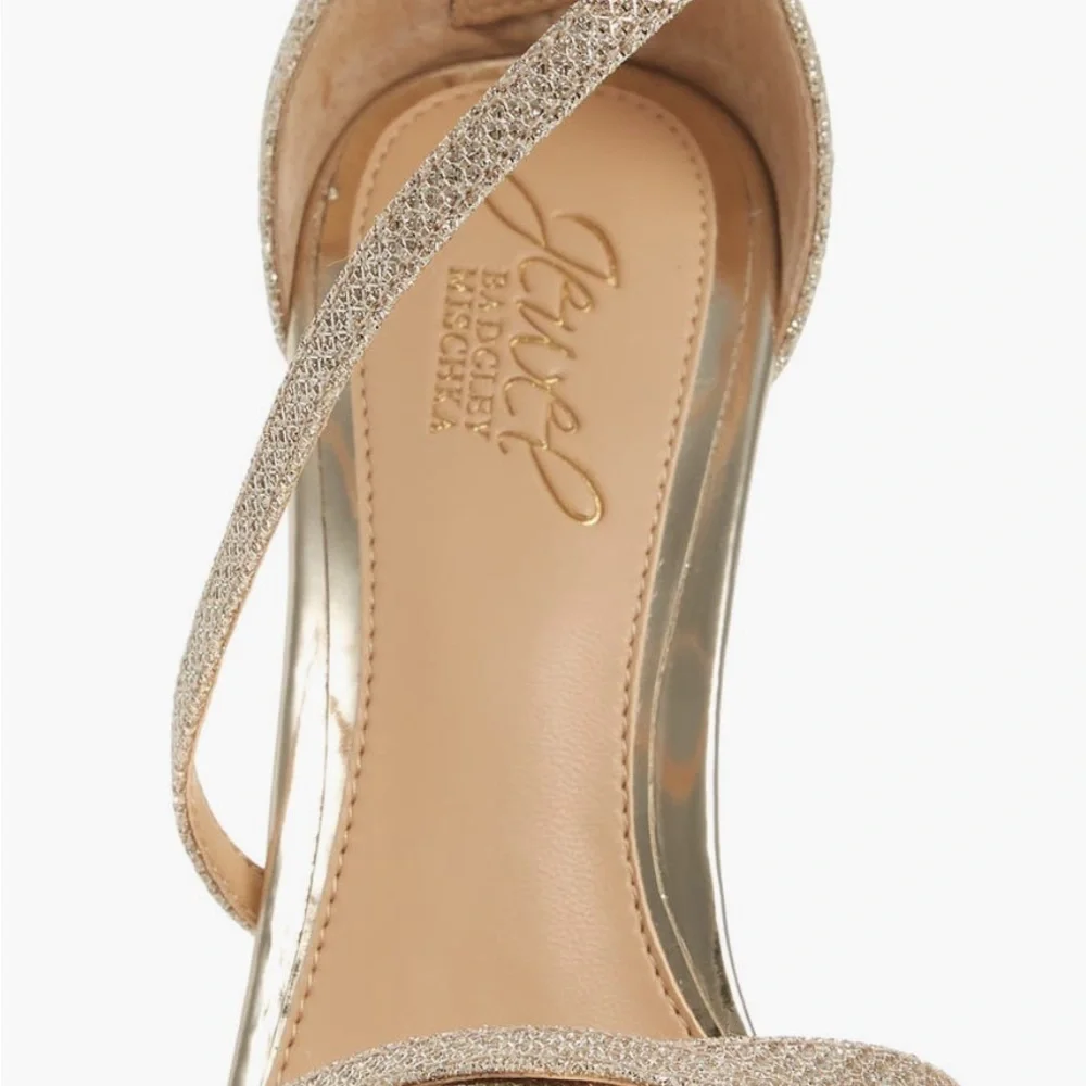 Badgley Mischka Galen Gold Glitter Platform Heels Size 8.5 - Picture 4 of 7